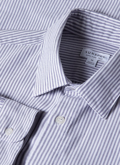 Men S Oxford Stripe Shirt In White Navy Oxford Stripe Msht2060 Stkt