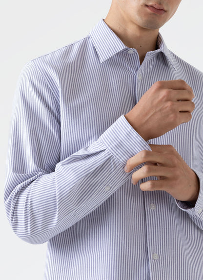 Men S Oxford Stripe Shirt In White Navy Oxford Stripe Msht2060 Stkt