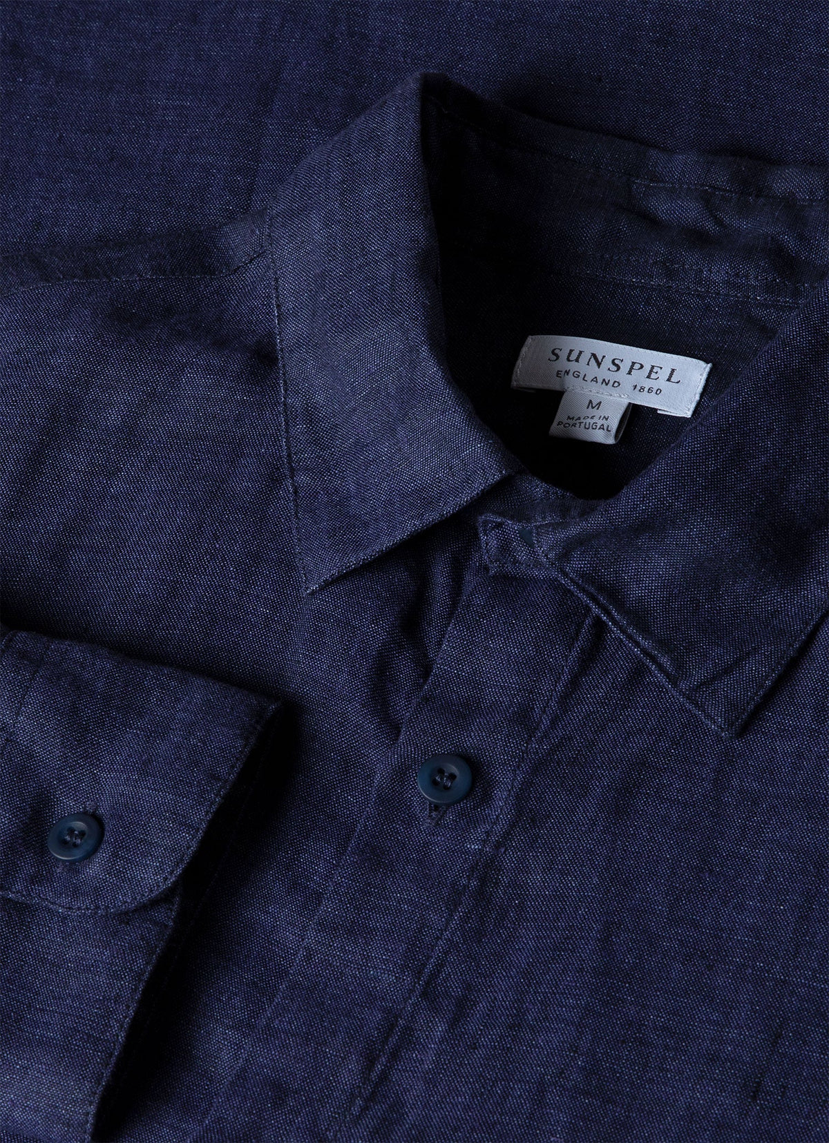 Mens Linen Long Sleeve Shirt In Navy Melange Msht2061 Buag