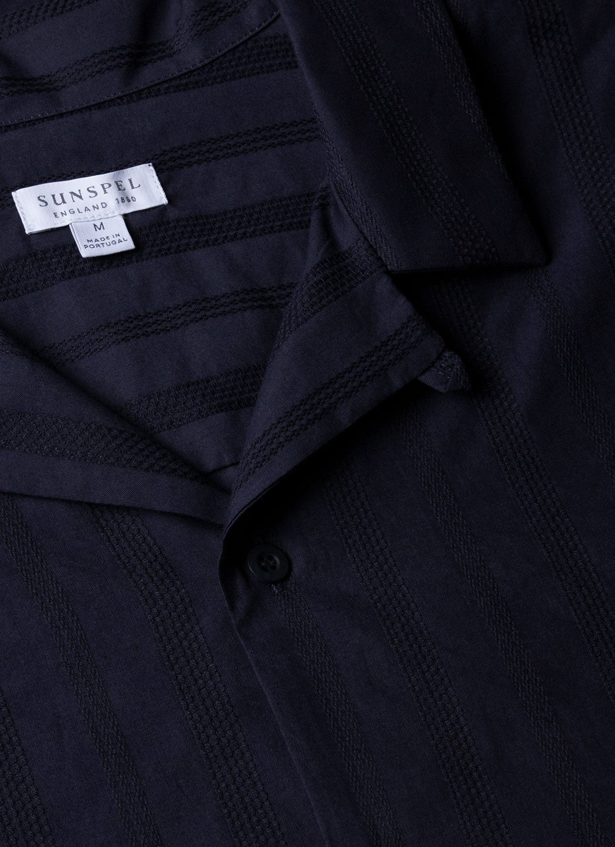 Mens Embroidered Stripe Camp Collar Shirt In Navy Msht2084 Buaa