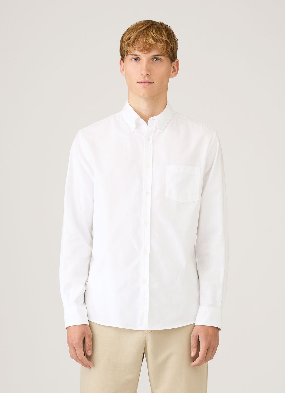 Mens Button Down Oxford Shirt In White Msht2107 Whaa