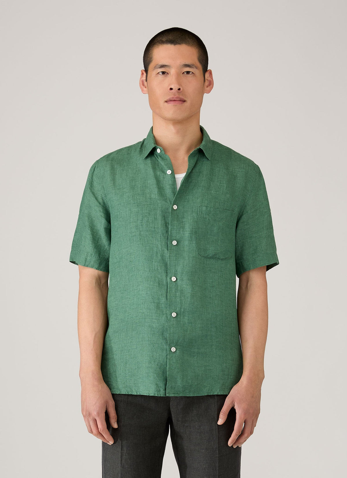 Mens Short Sleeve Linen Shirt In Bright Green Msht2119 Gnjc