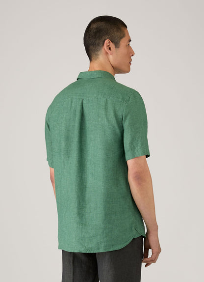 Mens Short Sleeve Linen Shirt In Bright Green Msht2119 Gnjc