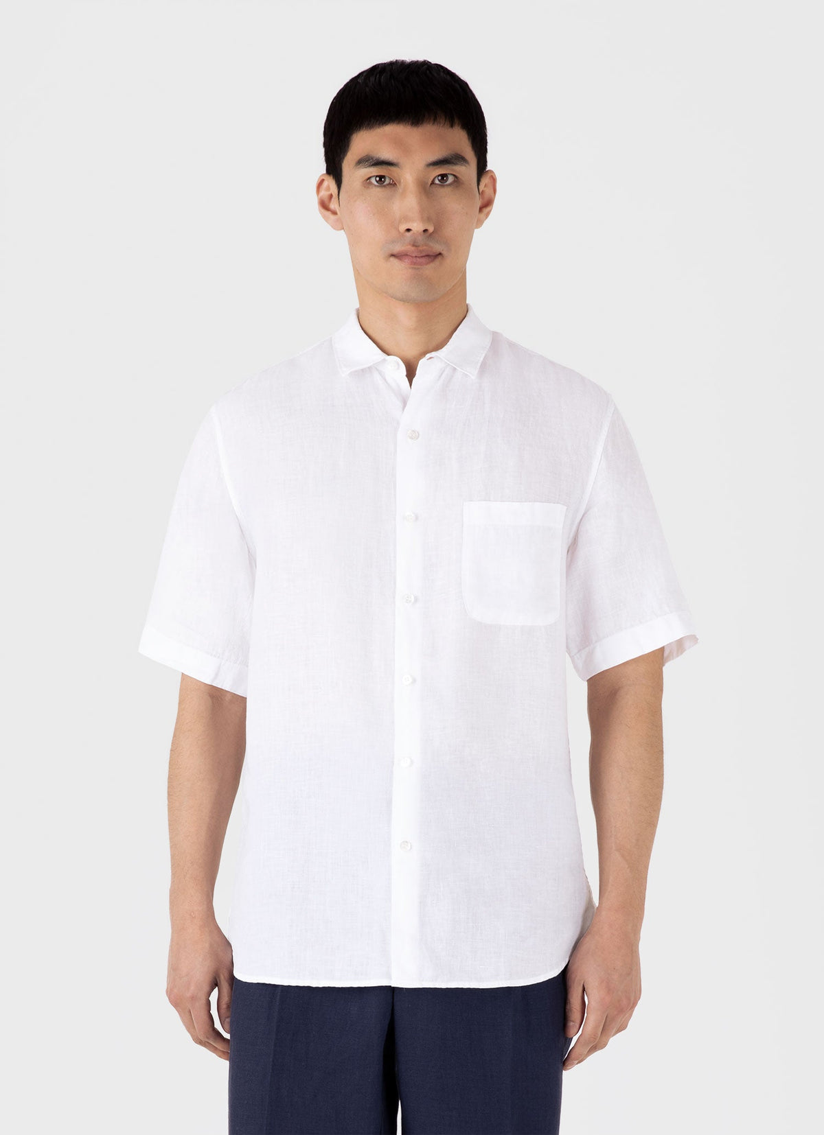 Mens Short Sleeve Linen Shirt In White Msht2039 Whaa