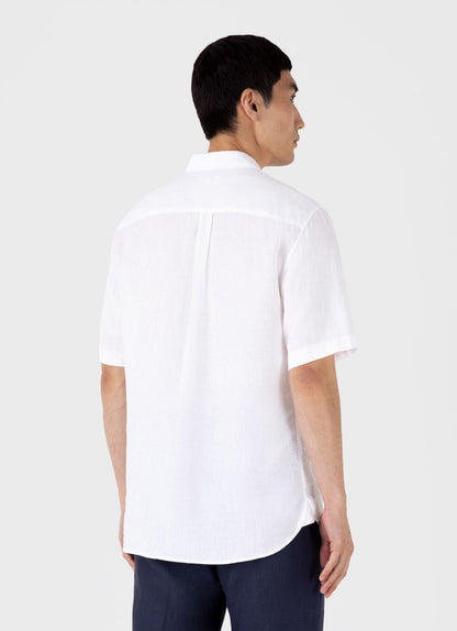 Mens Short Sleeve Linen Shirt In White Msht2039 Whaa