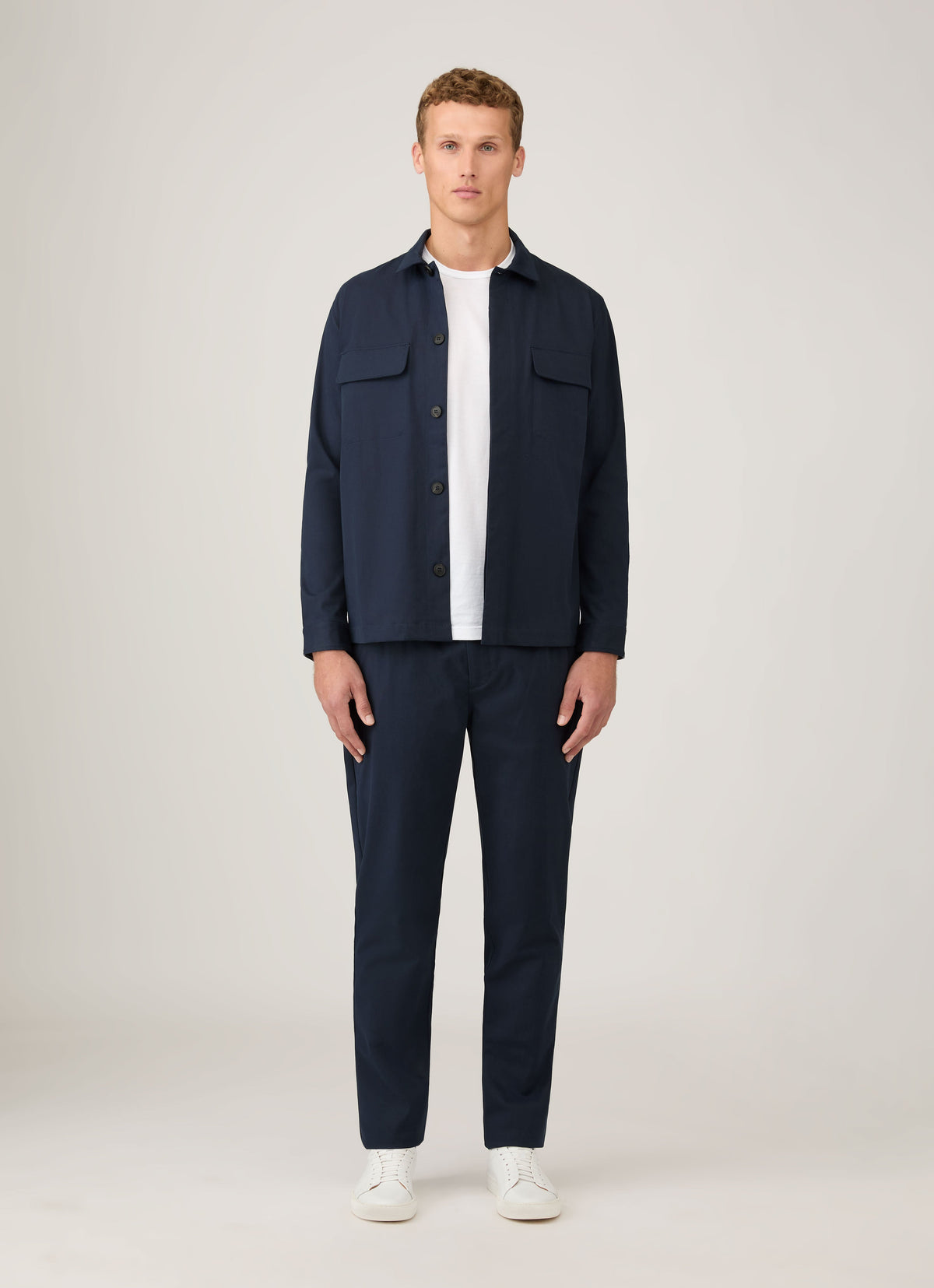 Mens Cotton Cashmere Overshirt In Navy Msht2129 Buaa
