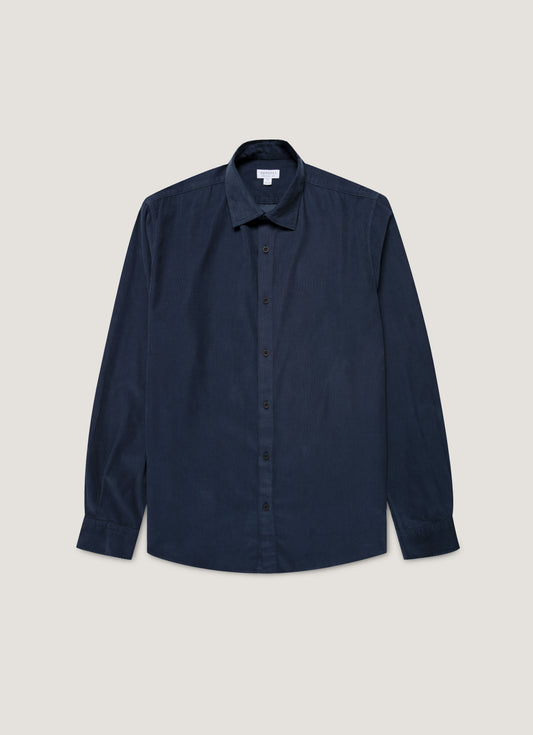Men's Fine Cord Shirt in Navy