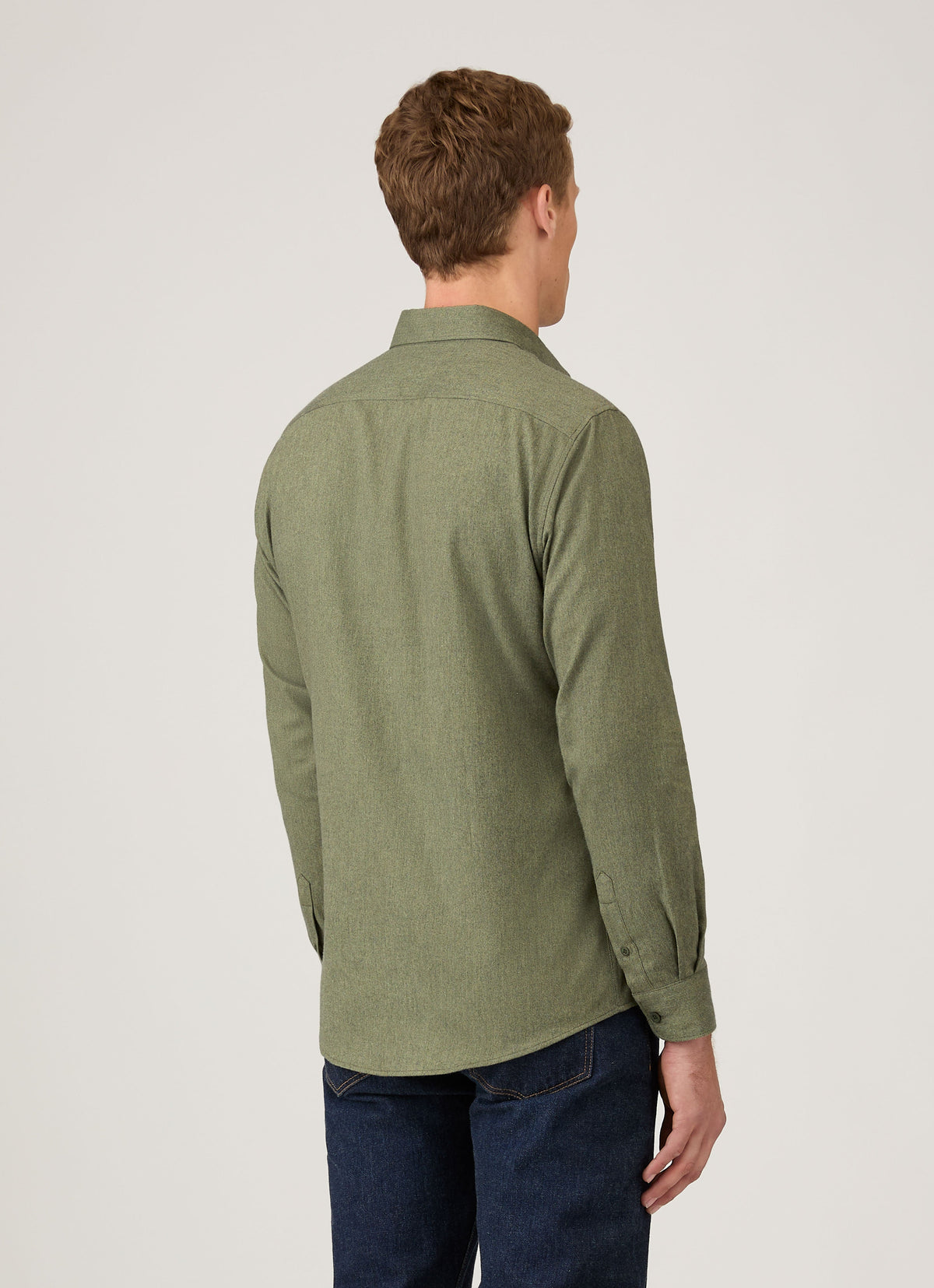 Mens Button Down Flannel Shirt In Sea Moss Melange Msht2131 Gniq