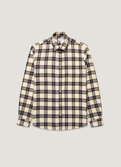 Mens Button Down Flannel Shirt In Truffle Check Msht2131C Whid