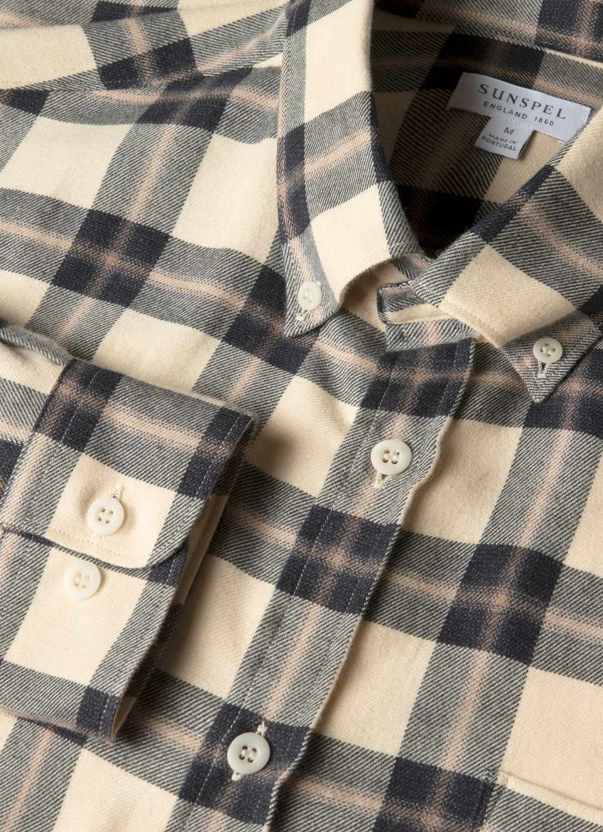 Mens Button Down Flannel Shirt In Truffle Check Msht2131C Whid