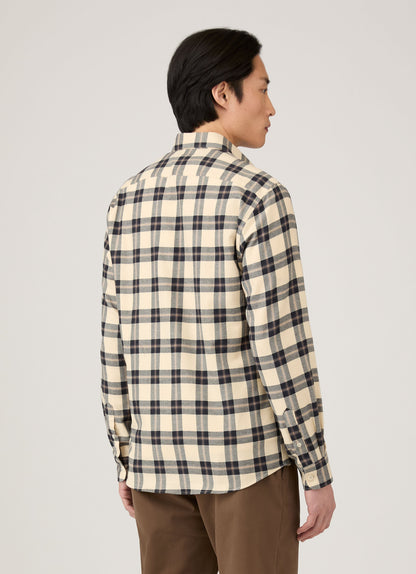 Mens Button Down Flannel Shirt In Truffle Check Msht2131C Whid