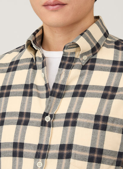 Mens Button Down Flannel Shirt In Truffle Check Msht2131C Whid