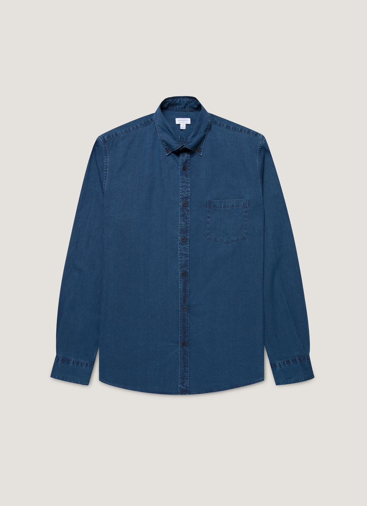 Mens Button Down Denim Shirt In Indigo Msht2133 Buad