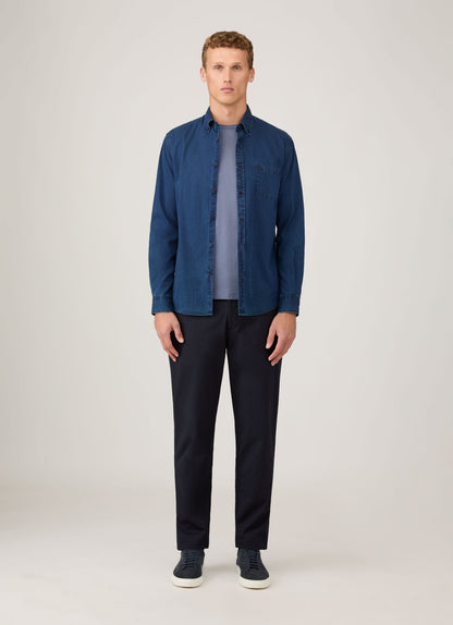 Mens Button Down Denim Shirt In Indigo Msht2133 Buad