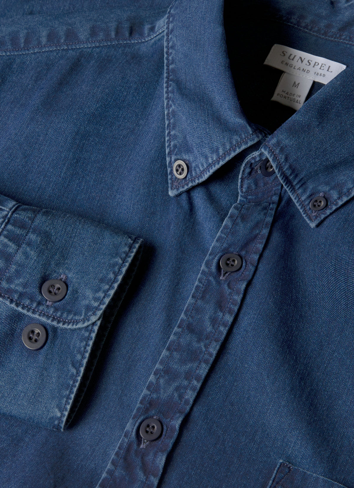 Mens Button Down Denim Shirt In Indigo Msht2133 Buad