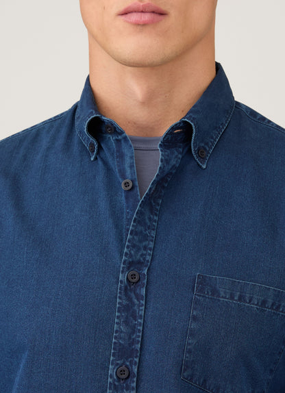 Mens Button Down Denim Shirt In Indigo Msht2133 Buad