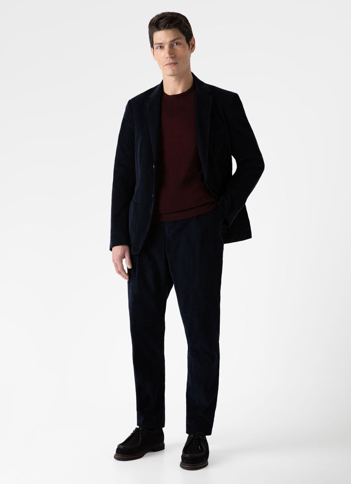 Mens Pleated Corduroy Trouser In Navy Mtrs3041 Buaa