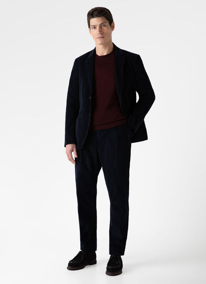 Mens Pleated Corduroy Trouser In Navy Mtrs3041 Buaa