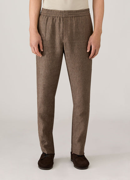 Mens Linen Drawstring Trouser In Dark Walnut Mtrs3092 Brgw