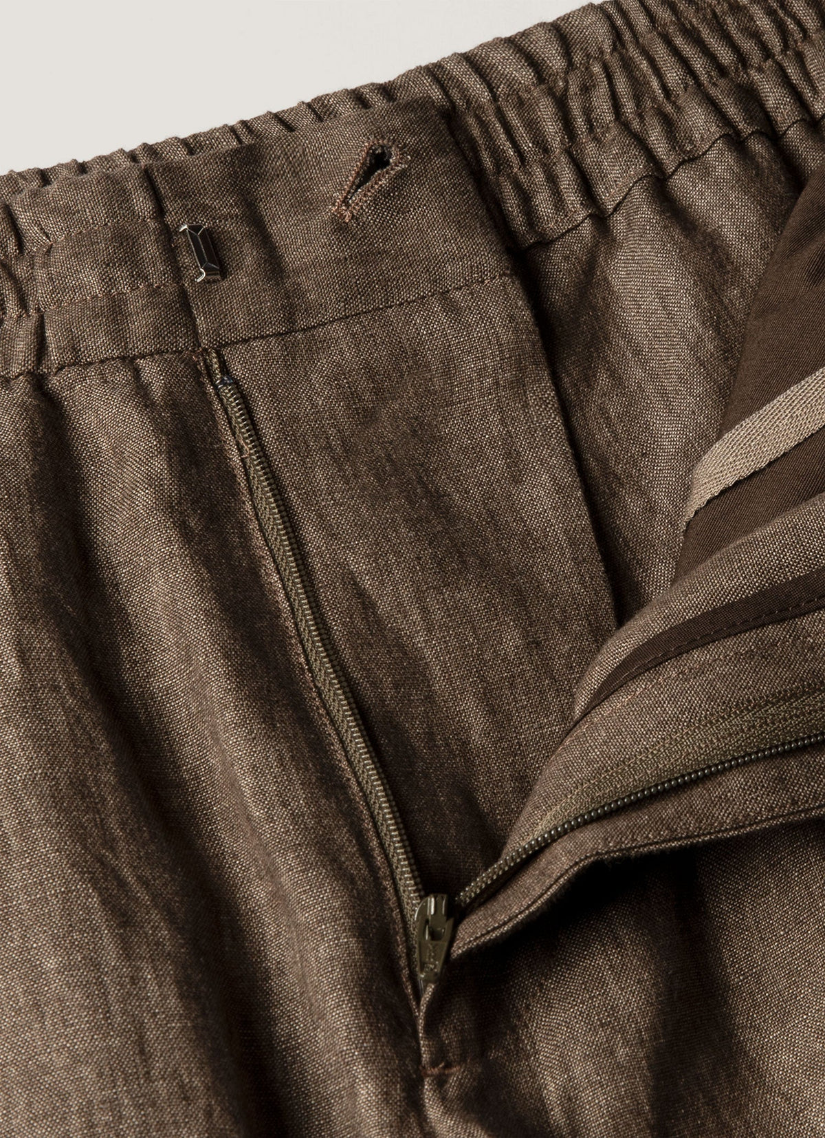 Mens Linen Drawstring Trouser In Dark Walnut Mtrs3092 Brgw