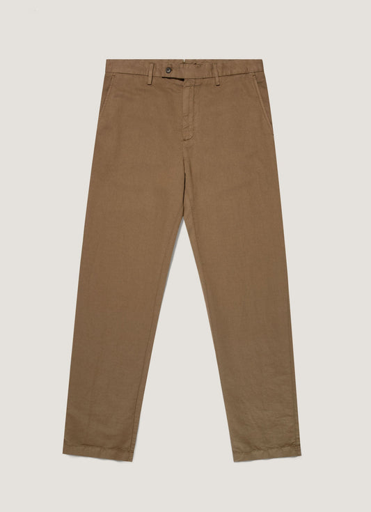 Men's Cotton Linen Trouser in Dark Cedar