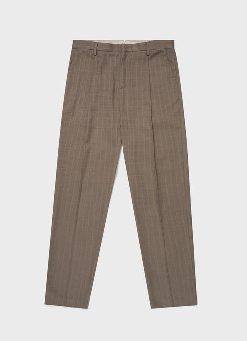 Mens Cotton Raffia Pleat Trouser In Dark Stone Mtrs3107 Whdc