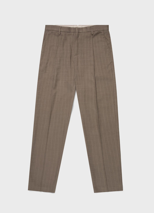 Mens Cotton Raffia Pleat Trouser In Dark Stone Mtrs3107 Whdc