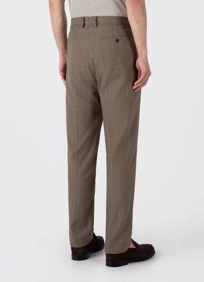 Mens Cotton Raffia Pleat Trouser In Dark Stone Mtrs3107 Whdc