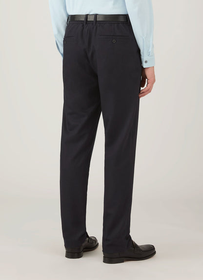 Mens Wool Cashmere Flannel Trouser In Navy Mtrs3125 Buaa