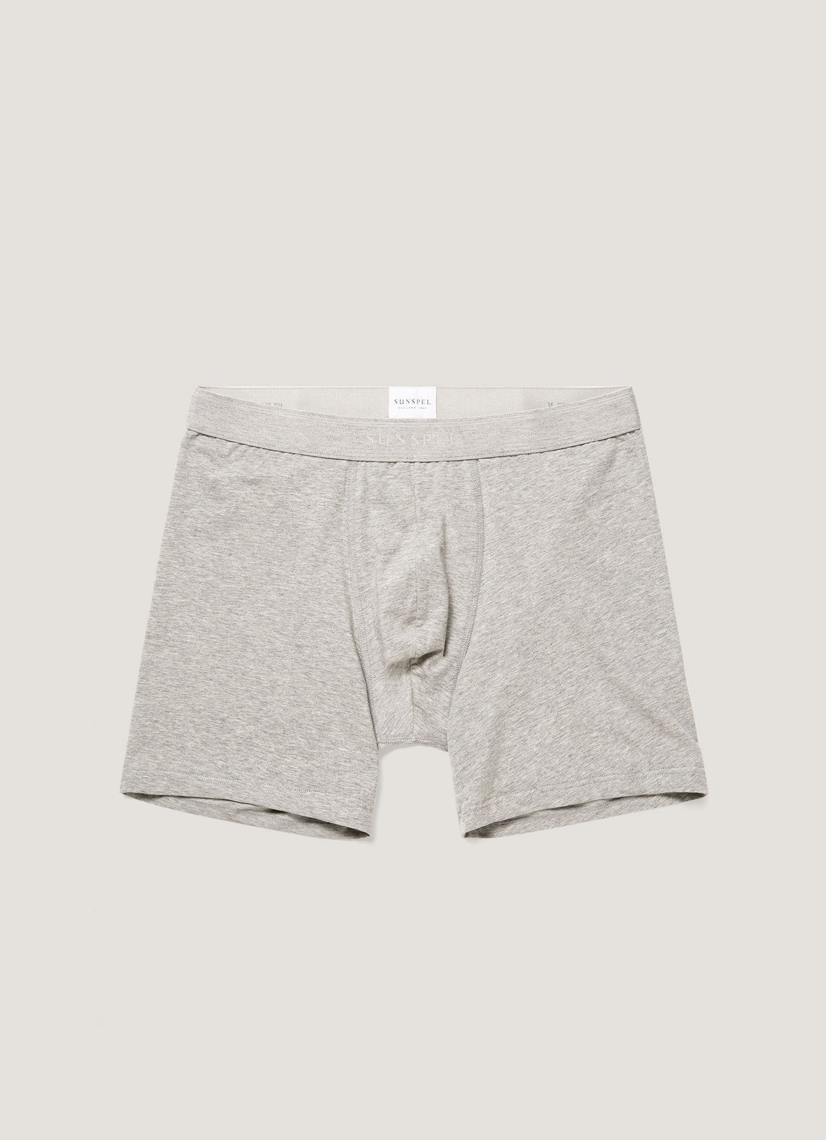 Mens Long Leg Stretch Cotton Trunks In Grey Melange