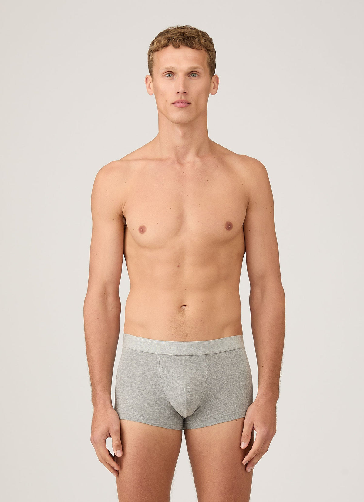 Mens Stretch Cotton Trunks In Grey Melange
