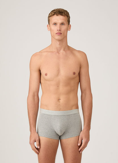 Mens Stretch Cotton Trunks In Grey Melange