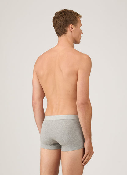 Mens Stretch Cotton Trunks In Grey Melange