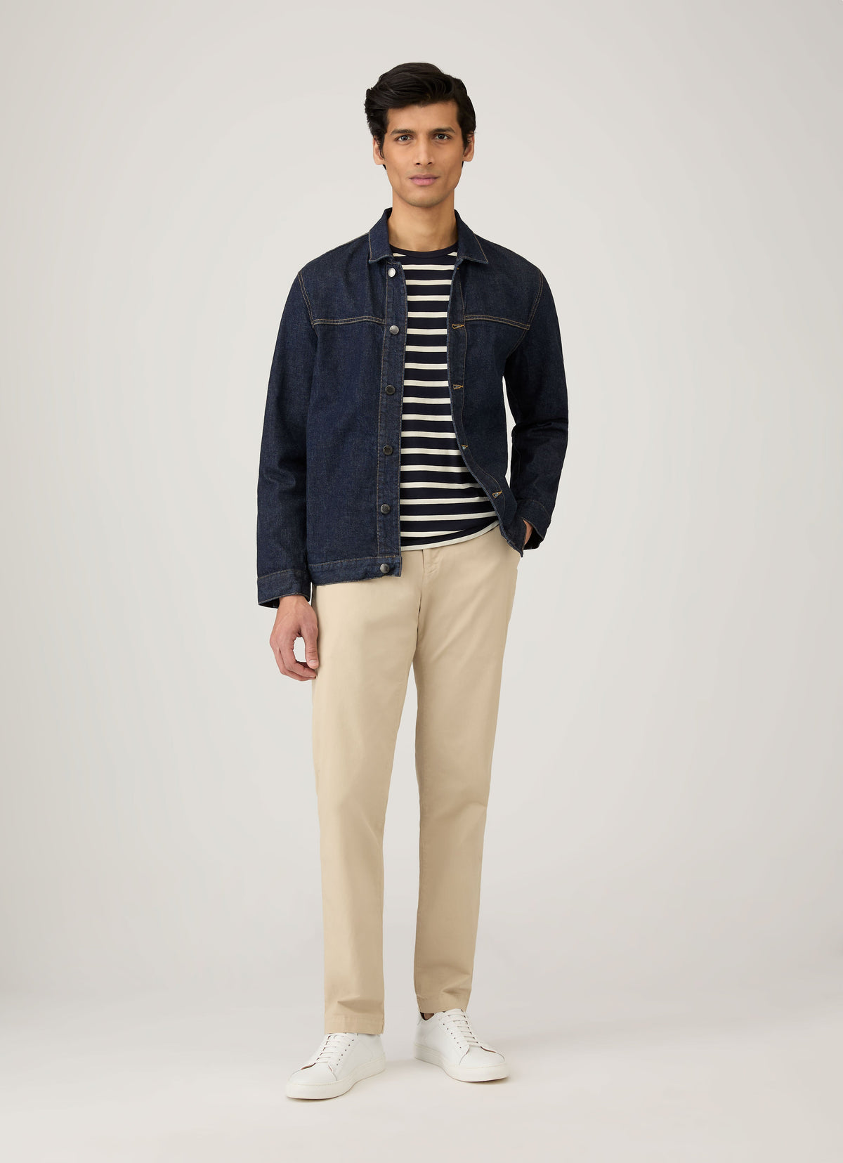 Mens Cotton Classic Breton Stripe Tshirt Navy Ecru Mtsh0001