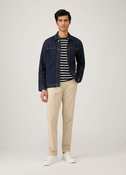 Mens Cotton Classic Breton Stripe Tshirt Navy Ecru Mtsh0001