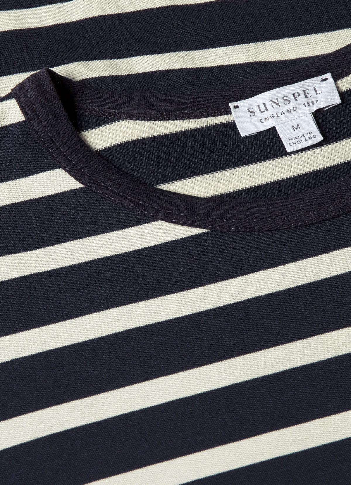 Mens Cotton Classic Breton Stripe Tshirt Navy Ecru Mtsh0001