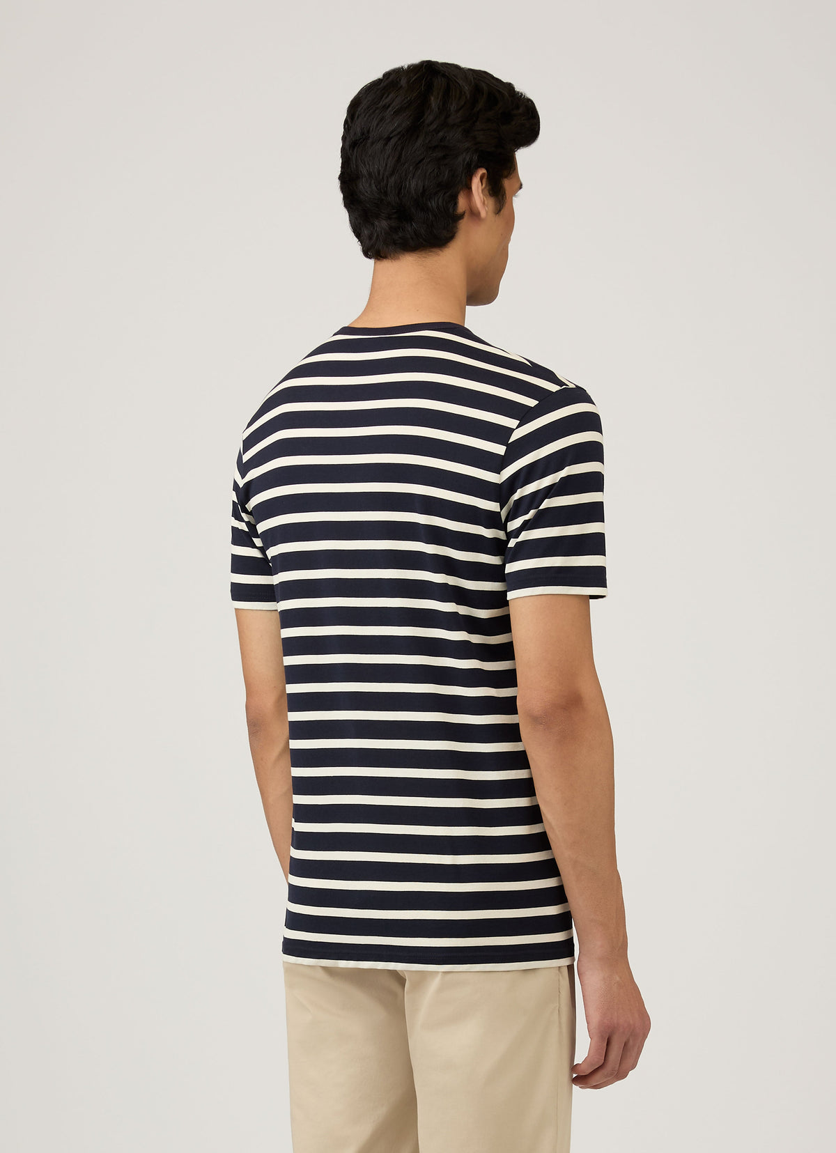 Mens Cotton Classic Breton Stripe Tshirt Navy Ecru Mtsh0001