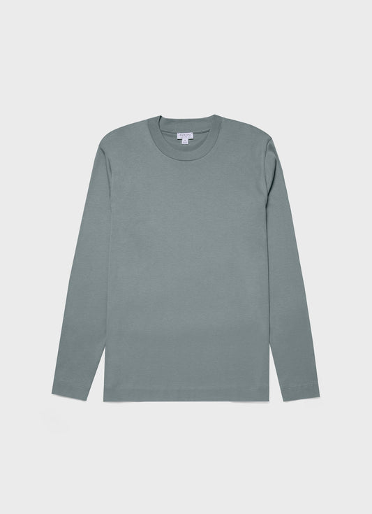 Mens Long Sleeve Heavyweight Tshirt In Smoke Green Mtsh0182 Gnhp
