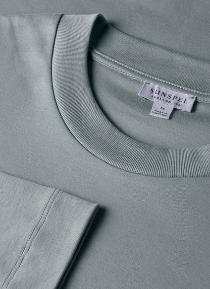 Mens Long Sleeve Heavyweight Tshirt In Smoke Green Mtsh0182 Gnhp