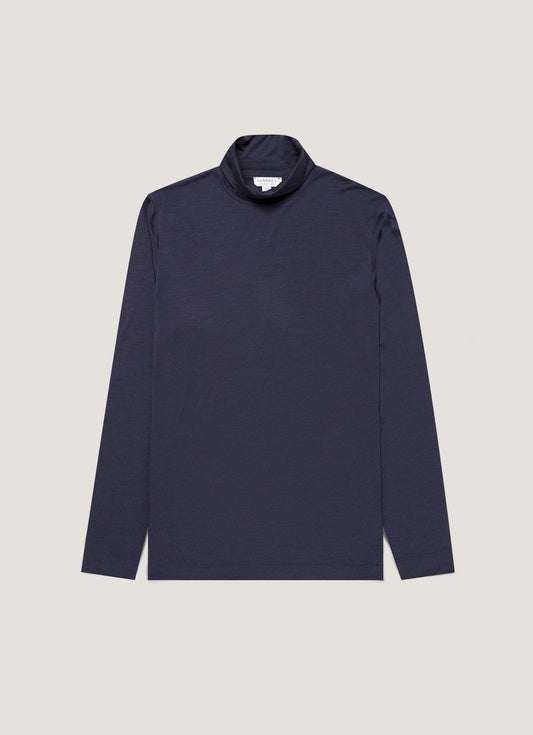 Men's Ultra-Fine Merino Roll Neck in Navy