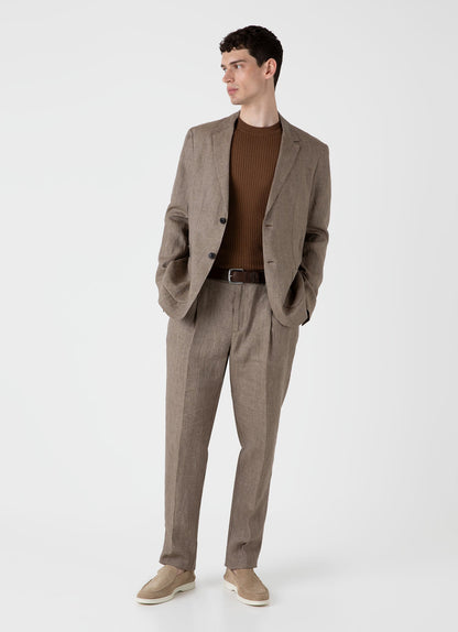 Mens Fine Rib Silk Cotton Tshirt In Dark Sand Mtsh8240 Brey