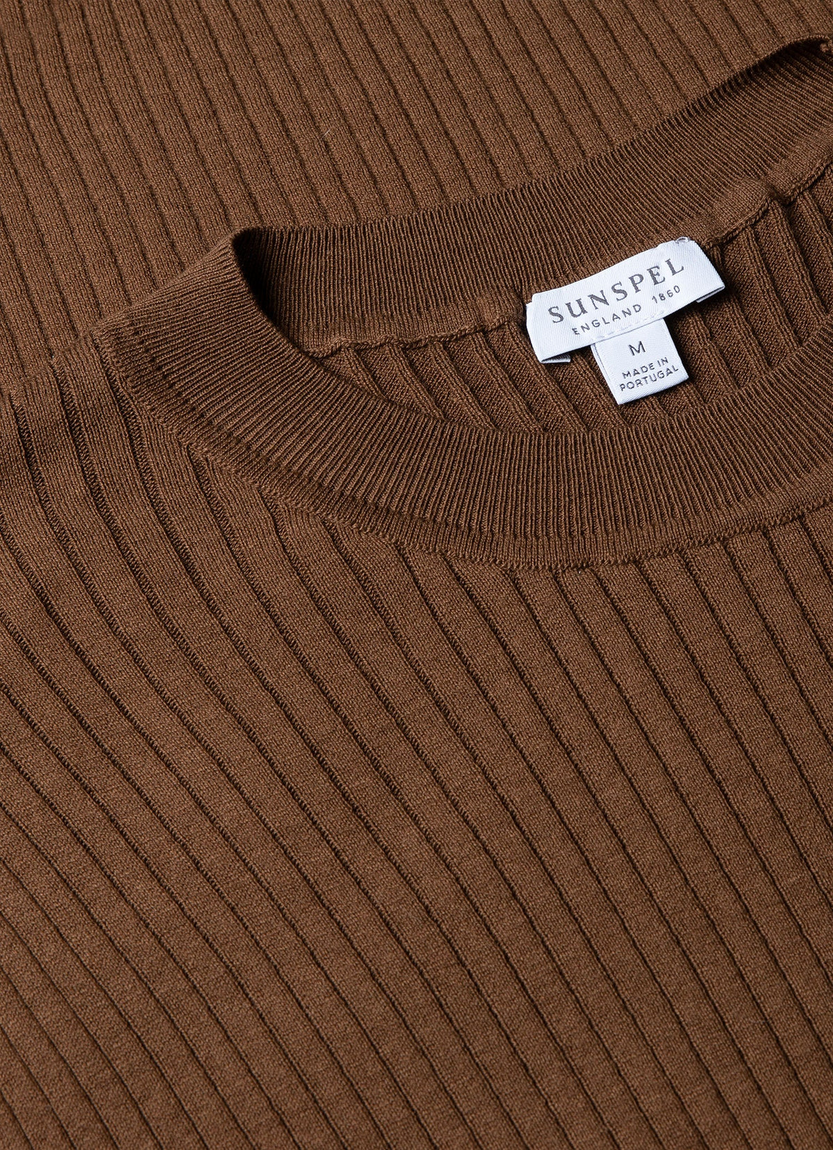 Mens Fine Rib Silk Cotton Tshirt In Dark Sand Mtsh8240 Brey