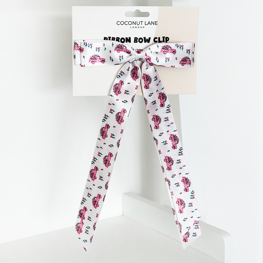 Ribbon Bow Clip - Love Truck