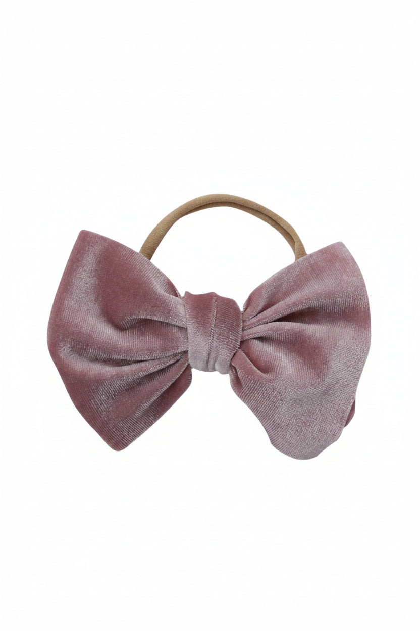 Velvet Bow Headband - Vintage Mauve