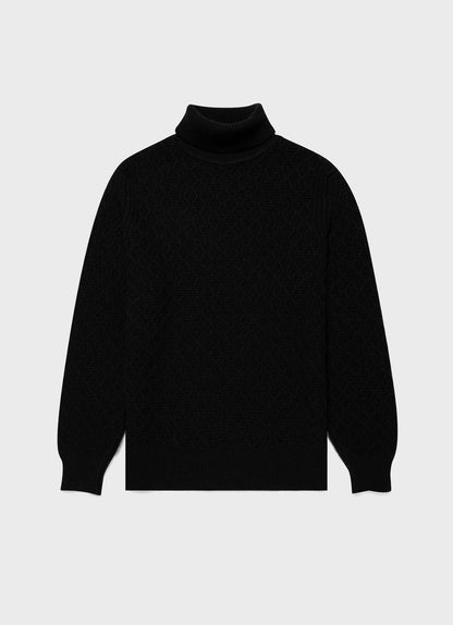 Mens Wm Brown Lambswool Roll Neck In Dark Navy Mouline Wbmjum8268 Bufa