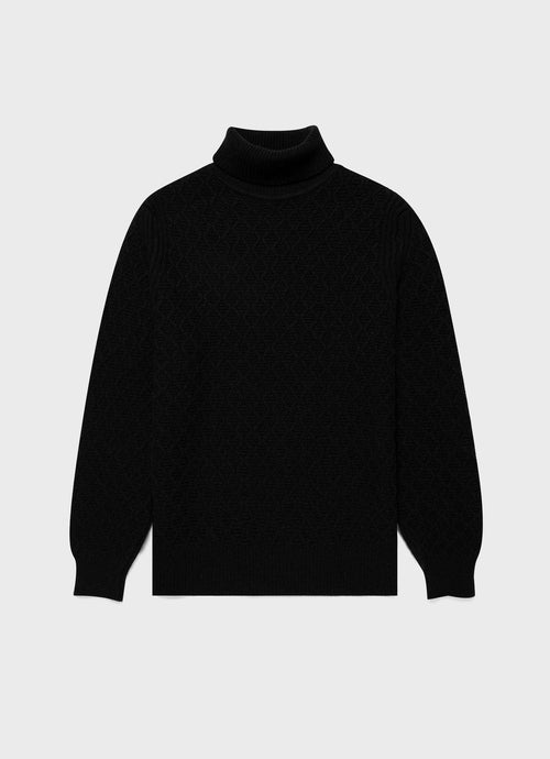 Mens Wm Brown Lambswool Roll Neck In Dark Navy Mouline Wbmjum8268 Bufa