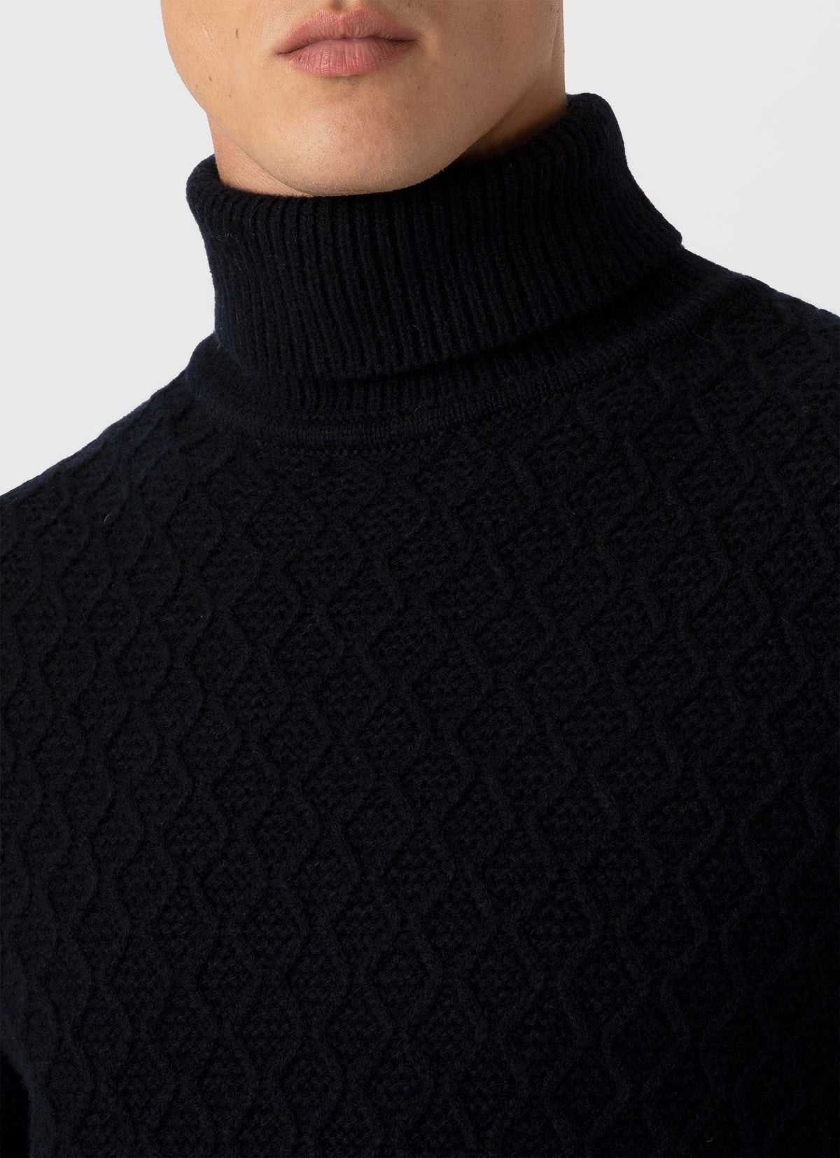 Mens Wm Brown Lambswool Roll Neck In Dark Navy Mouline Wbmjum8268 Bufa