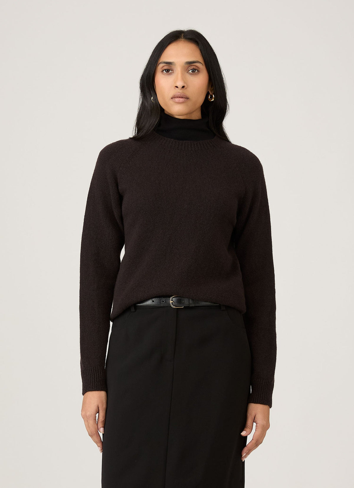 Womens Lambswool Crew Neck Jumper In Truffle Wjum8073 Brgd