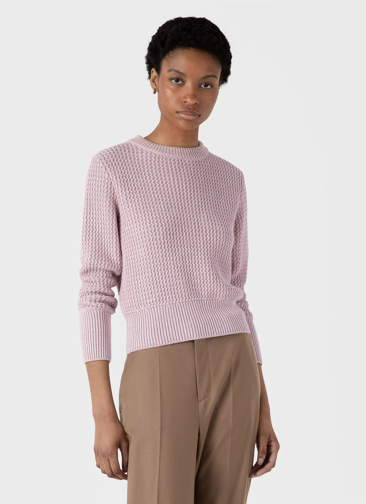 Womens Cotton Stitch Jumper In Pink Wjum8200 Pkae