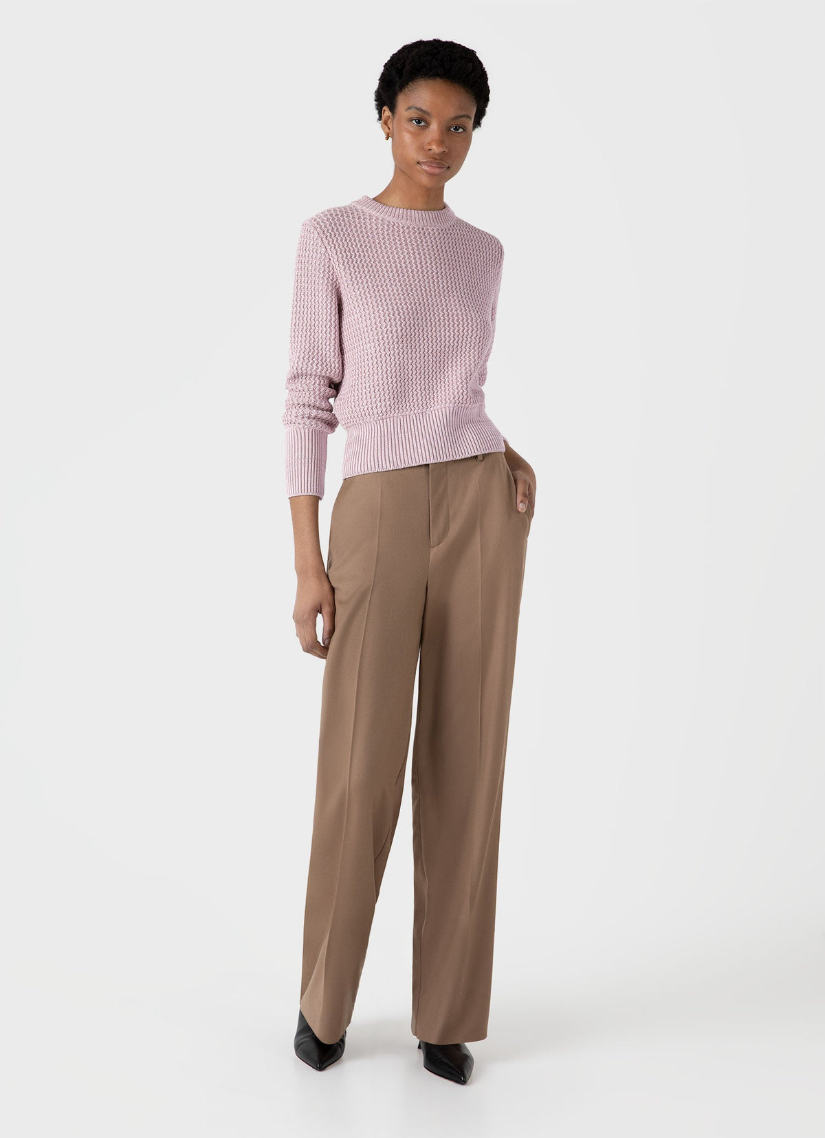 Womens Cotton Stitch Jumper In Pink Wjum8200 Pkae
